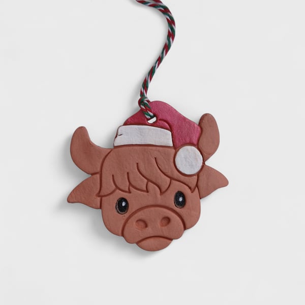Highland Cow Terracotta Christmas Decoration Tree Ornament