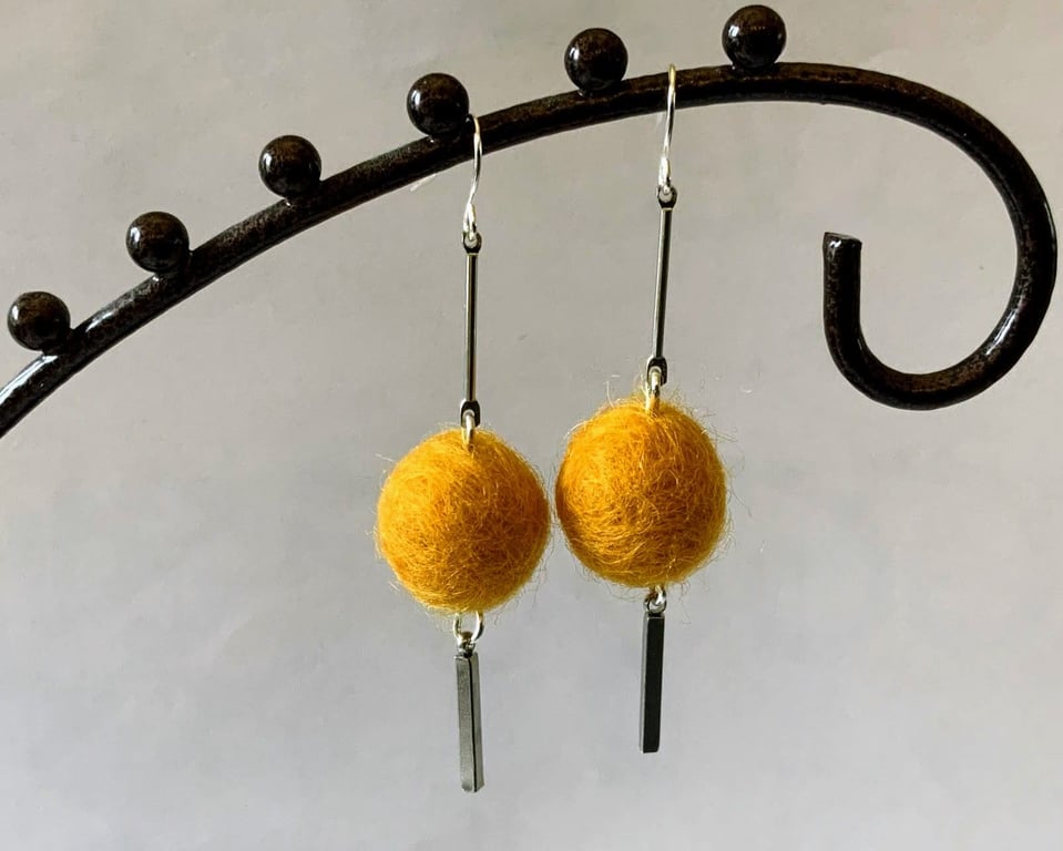 Merino Wool ball earrings