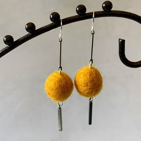 Merino Wool ball earrings