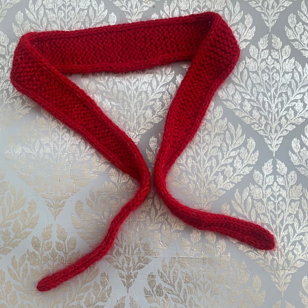Hand knitted Sophie style scarf , neckerchief , skinny neck tie 
