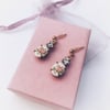 Vintage floral glass earrings with gold filled ear posts. 
