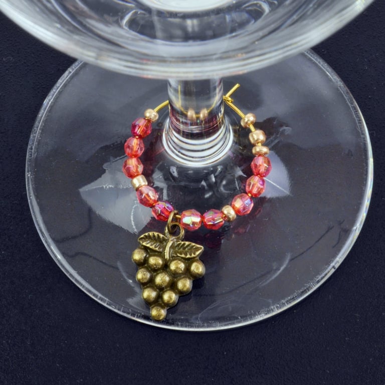 Wine Charms, Drink Markers, Beaded Antique Bronze, Handmade Table Decor