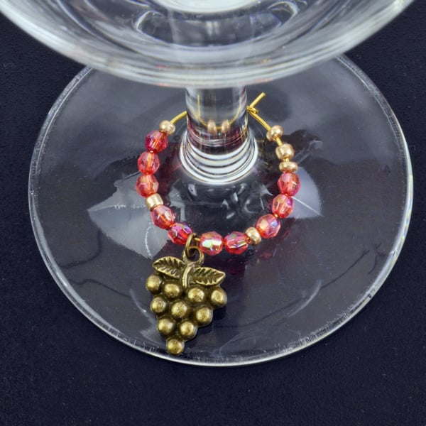 Wine Charms, Drink Markers, Beaded Antique Bronze, Handmade Table Decor
