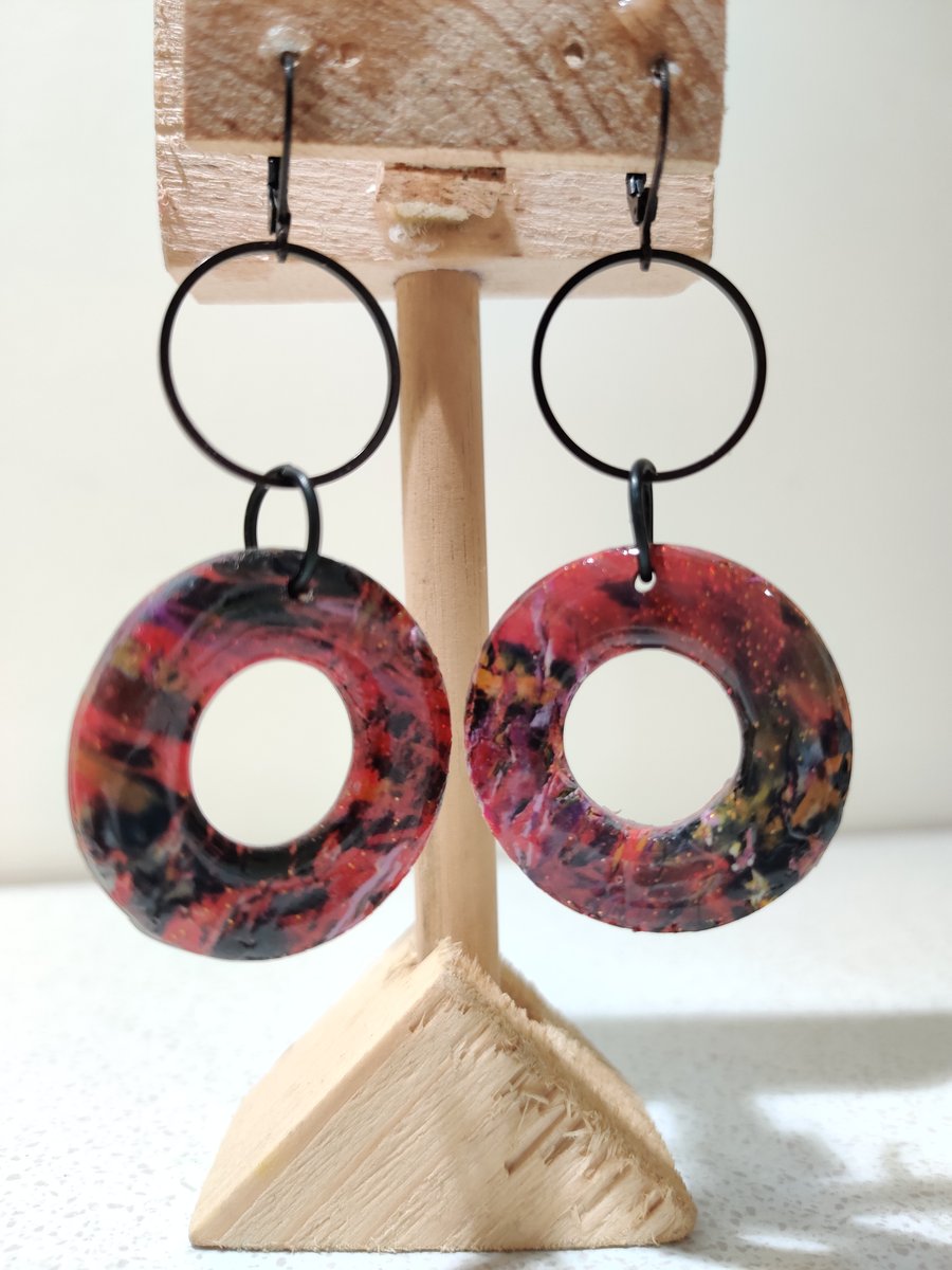 Scary red marble earrings