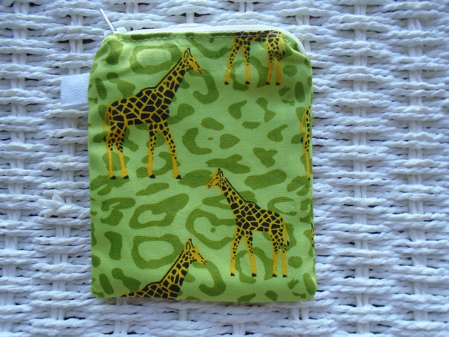 Lime Giraffe Themed Coin Purse or Card Holder.