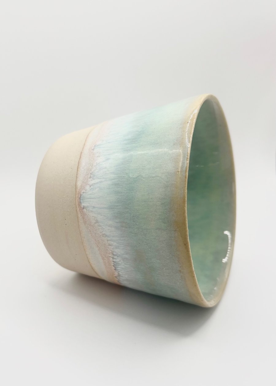 Light turquoise ceramic tumbler 