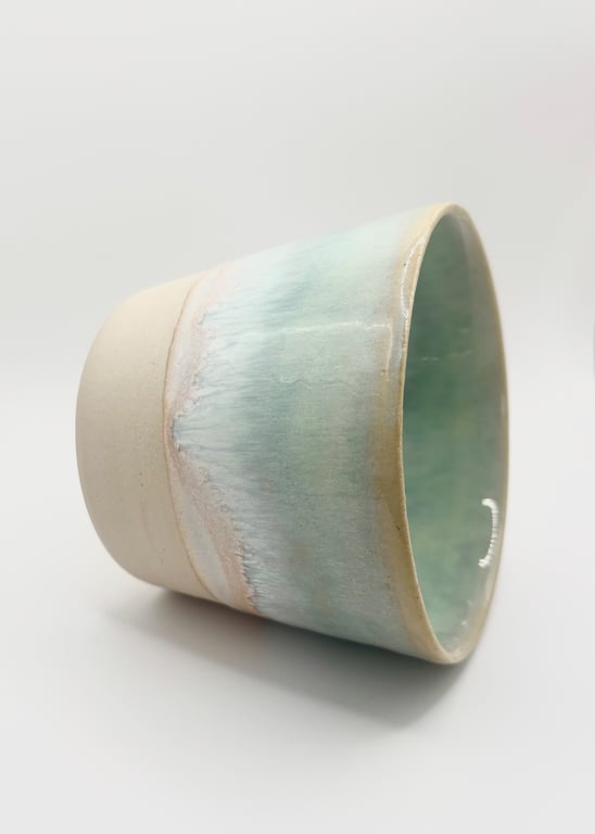 Light turquoise ceramic tumbler 