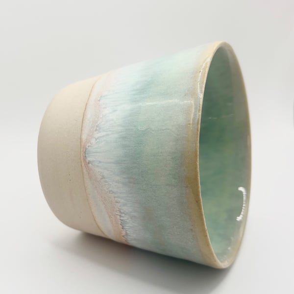 Light turquoise ceramic tumbler 