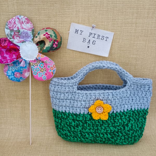 First handbag, crochet girl bag, childs bag