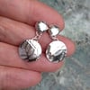 Leafy silver disc earring