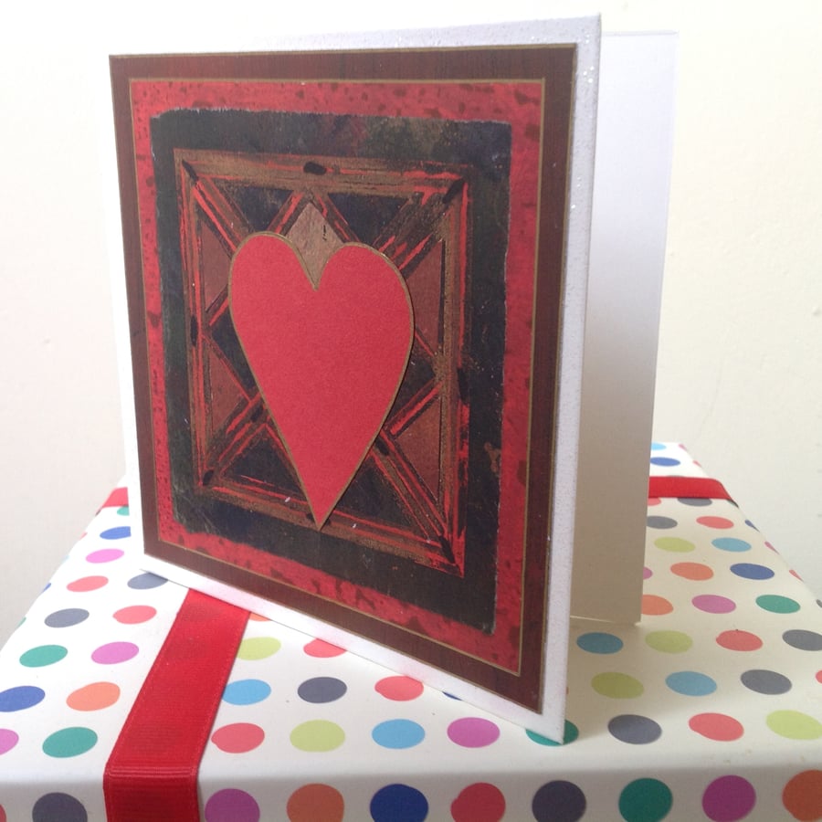 Romantic card with an African theme in red and black: anniversary, engagement