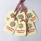 Luxury Cream & Red Snowflake Christmas Tags - Set of 6 
