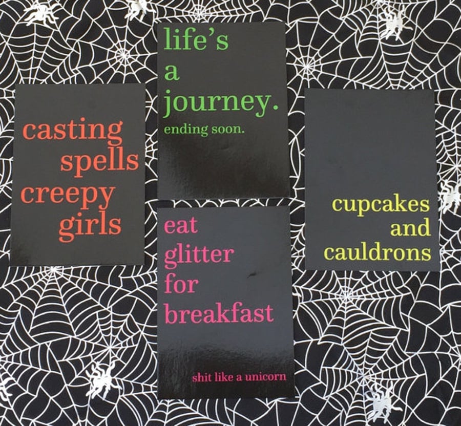 Halloween Decor Art Gift Bundle: 7 Prints, 3 Stickers, Pastel Goth, Friday 13th