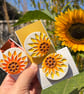 Handmade Ceramic Sunflower brooch, Hand Made Pottery Badge - Image 1