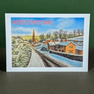 A Village Christmas Art Card: Blank or Personalised A6-Size Greetings Card