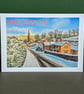 A Village Christmas Art Card: Blank or Personalised A6-Size Greetings Card