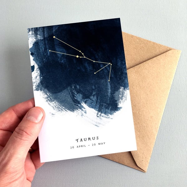 Taurus Constellation Zodiac Star Sign Birthday Card 20 April - 20 May