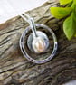 Silver Circle Necklace with Cream Pearl - Image 10