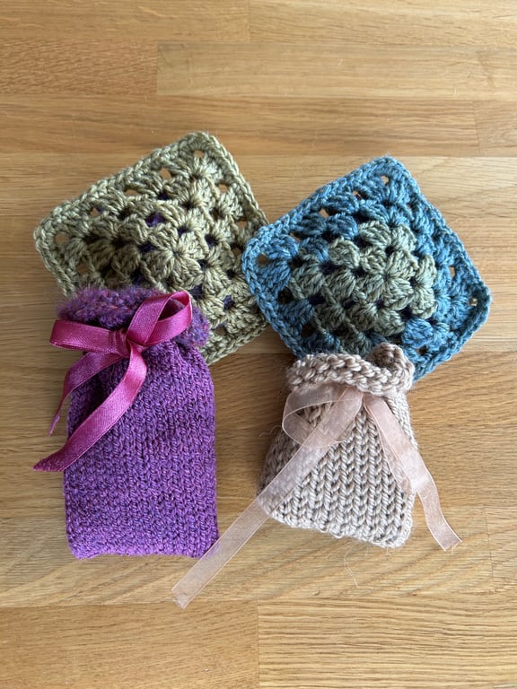 Lot of 3 Handmade crochet or knitted lavender sachets randomly selected
