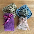 Lot of 3 Handmade crochet or knitted lavender sachets randomly selected