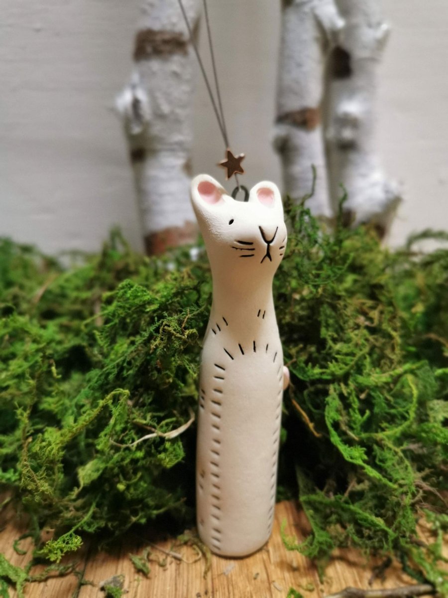 White porcelain mouse hanging decoration-animal ornament-Christmas decoration