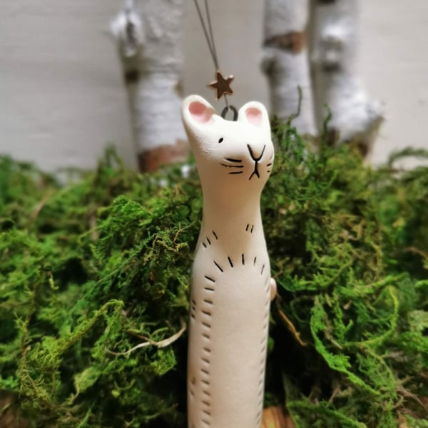 White porcelain mouse hanging decoration-animal ornament-easter decoration