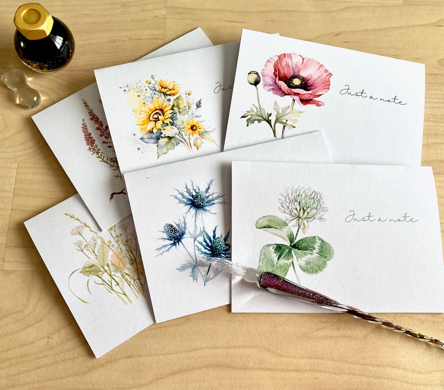 Watercolour Print Garden Flowers Notecards