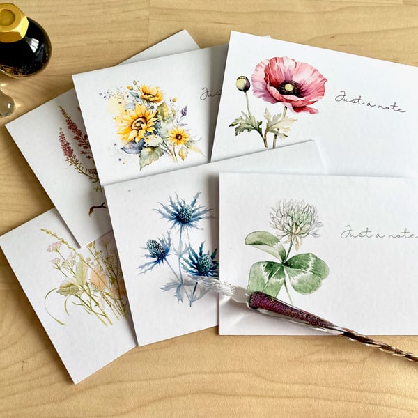 Watercolour Print Garden Flowers Notecards