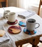 Dinner Party Scottish Lochs Wood Resin Coasters Handmade - 4 Set - Housewarming