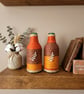 Handmade Autumn Yarn Wrapped Glass Bottle Vases - Set of 2 - Rustic Leaf Detail - Image 2