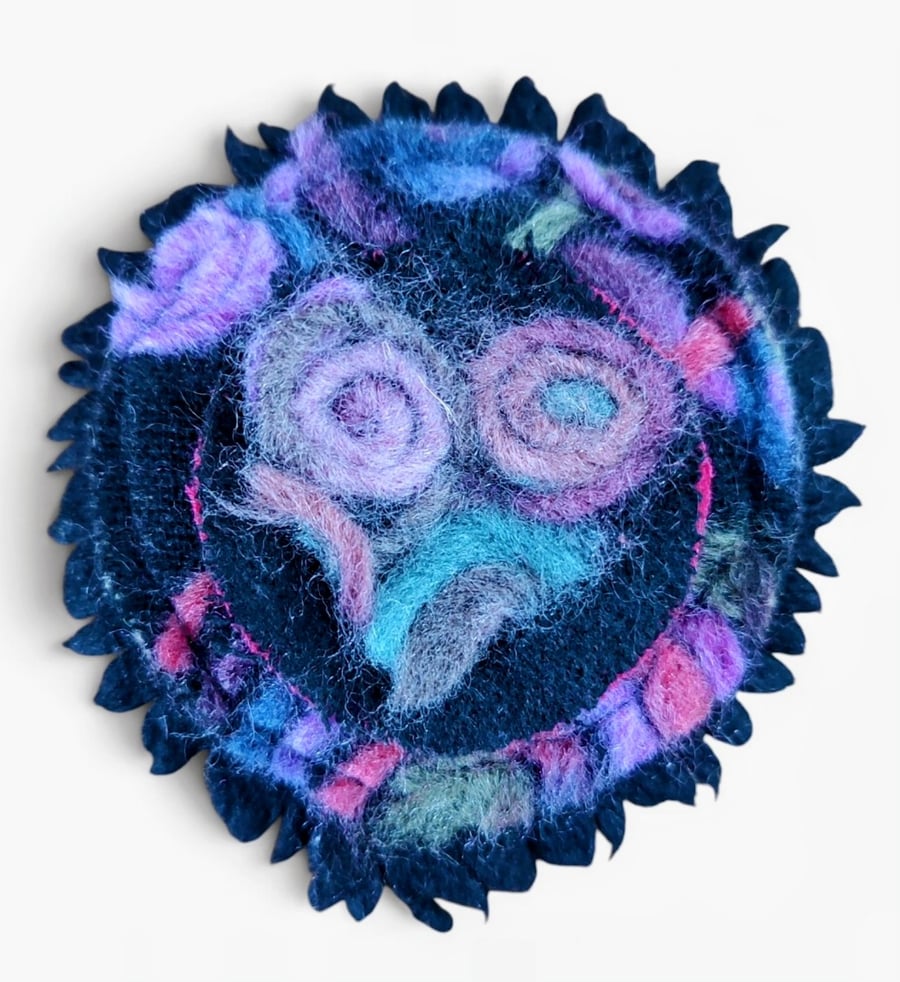 Textile handcrafted wool brooch 
