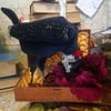 SALE Art bird textile sculpture, Velvet OOAK bird sculpture, Textile Art , 