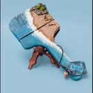 Miniature Beach Diorama on Altered Paintbrush - Hand-Sculpted Summer Art