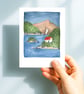 Lake Cabin, A6 giclée greetings card with recycled brown envelope - Image 4