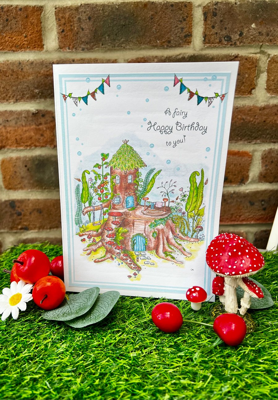 Birthday card 2 ‘Fairy House illustration’