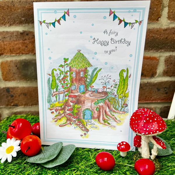 Birthday card 2 ‘Fairy House illustration’