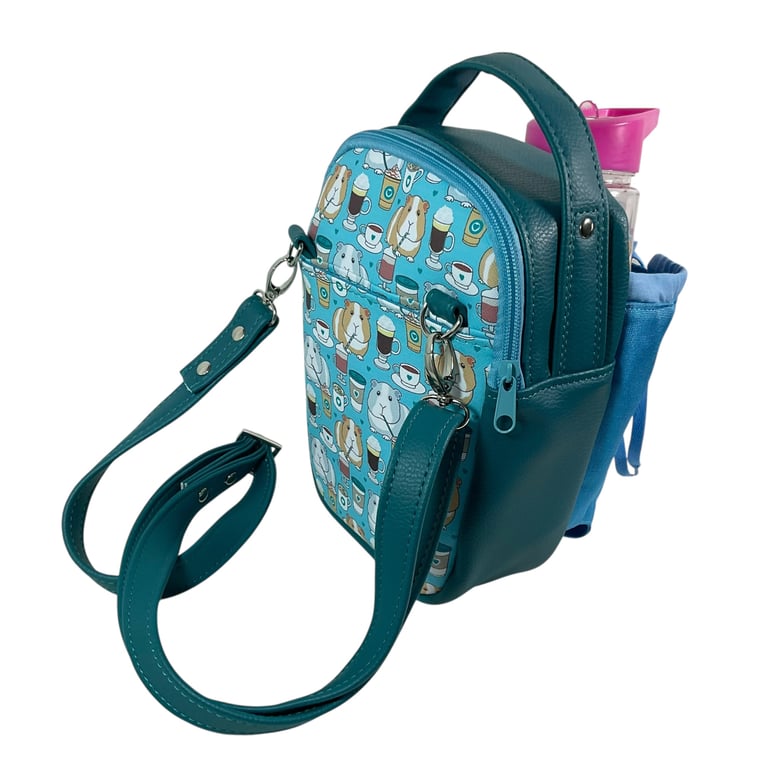 Water bottle carry bag , small sling bag with guinea pig, day trip crossbody
