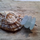 Cornflower Blues Marazion Sea Glass Stack on Diamond Cut Ring Necklace N669