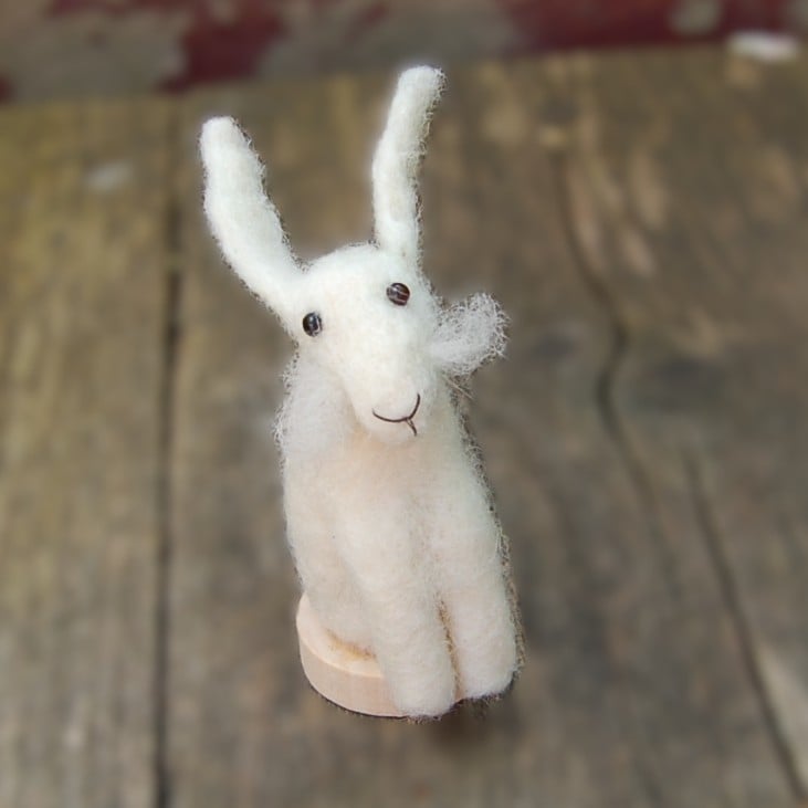 Needle Felt Hare - wool hare - hare ornament - White hare