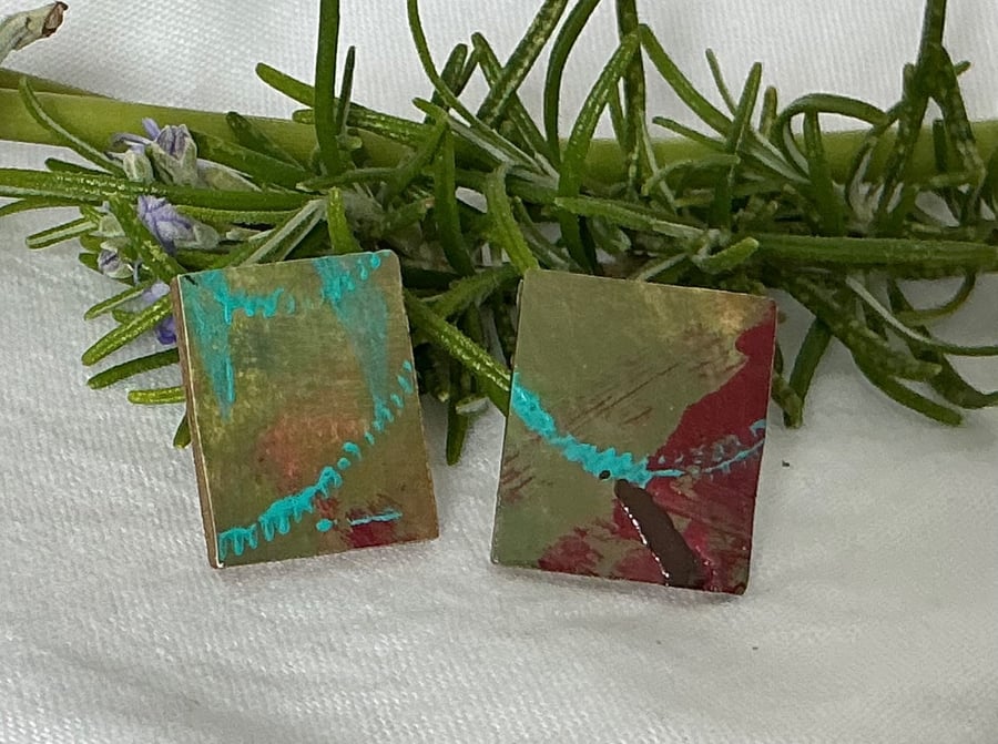 Dark, Stainless Steel Post Earrings.