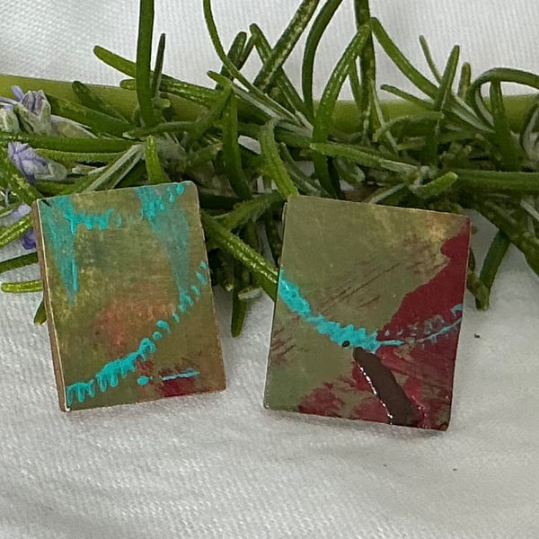 Dark, Stainless Steel Post Earrings.