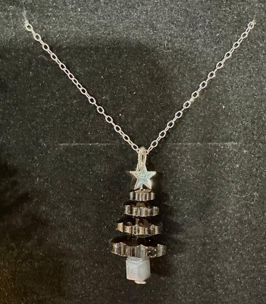 Christmas Tree Necklace - Hematite Silver  