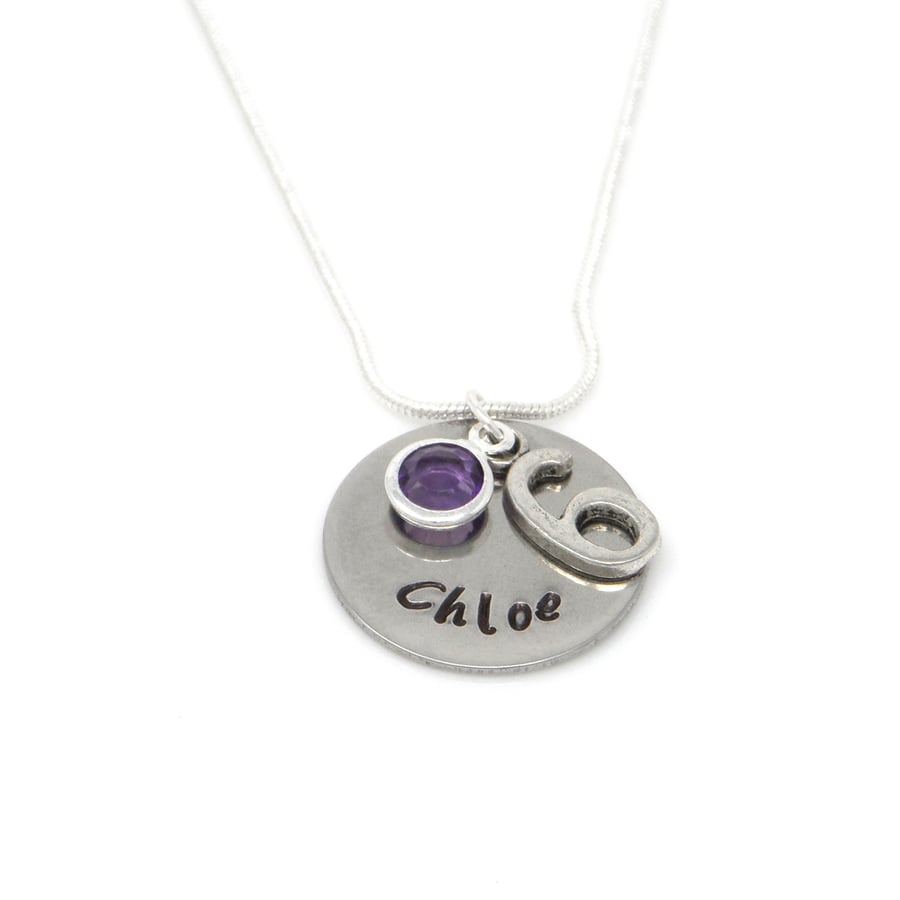 Personalised 6th Birthday Birthstone Necklace - Gift Boxed - Free Delivery