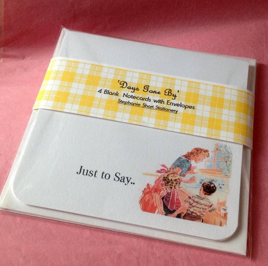 Notecards Set of Four 'Days Gone By' 