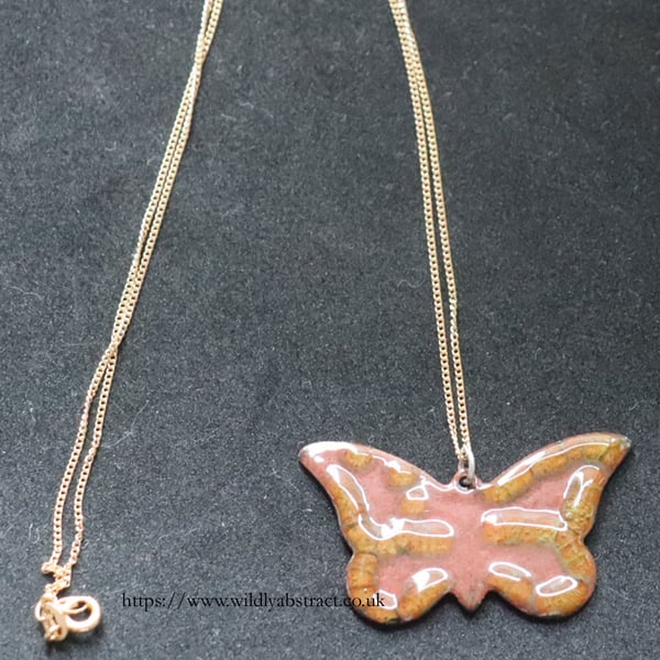 Kiln fired enamel butterfly pendant