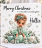 Personalised Fairy Christmas Card-Add Name & Relation-Cute Mint Green Xmas Card