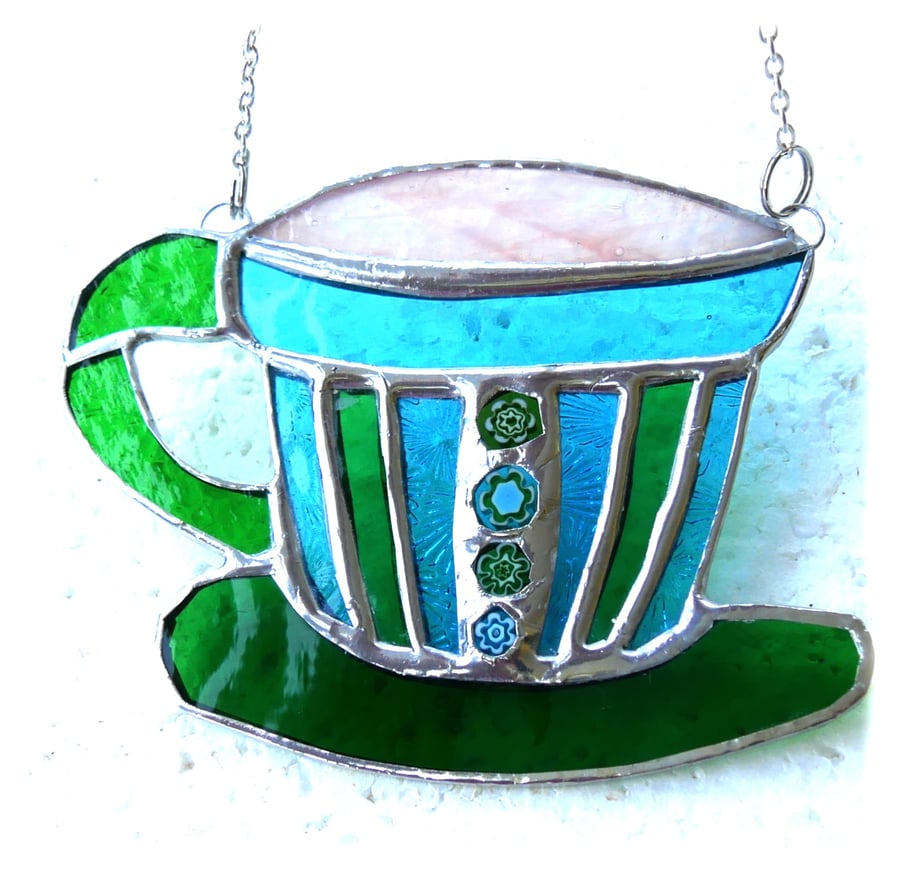 Teacup Stained Glass Suncatcher coffee cup mug 017