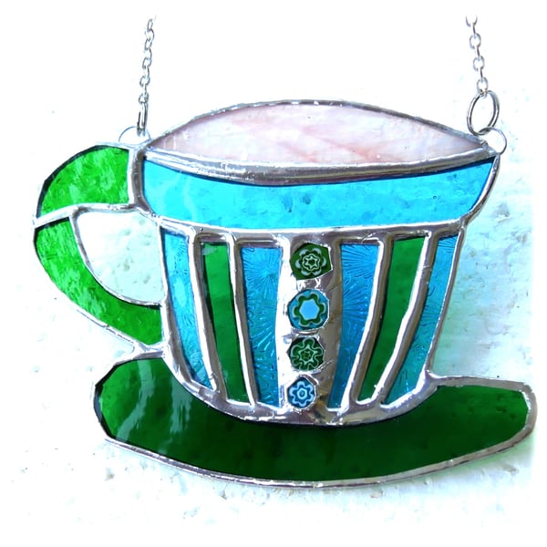 Teacup Stained Glass Suncatcher coffee cup mug 017