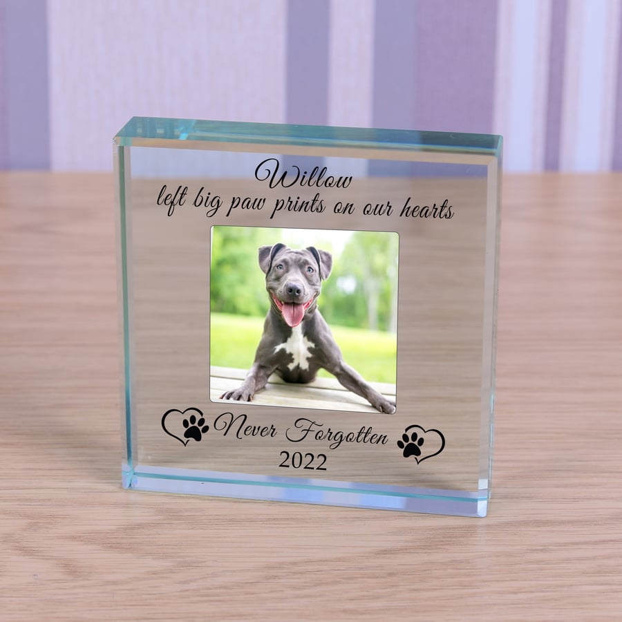 Never Forgotten Pet Memory, Pet Glass Token, Dog Memorial, Pet Loss, Pet Grief
