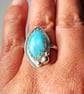 Larimar Adjustable Ring Sterling Silver Marquise Gemstone Jewellery Gift - Image 6
